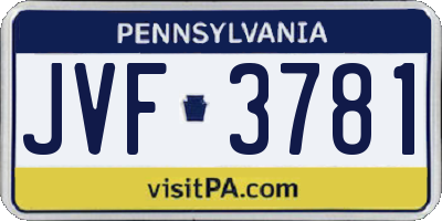 PA license plate JVF3781