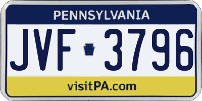 PA license plate JVF3796