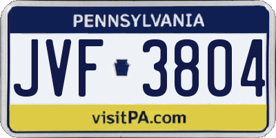 PA license plate JVF3804