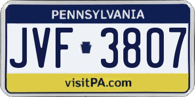 PA license plate JVF3807