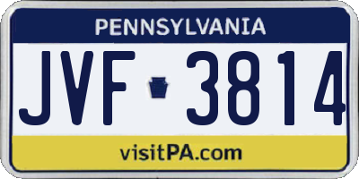 PA license plate JVF3814