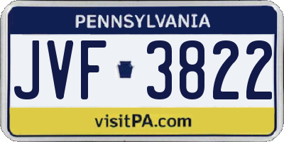 PA license plate JVF3822