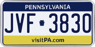PA license plate JVF3830