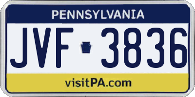PA license plate JVF3836