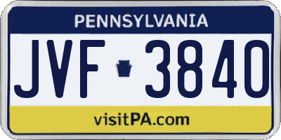 PA license plate JVF3840
