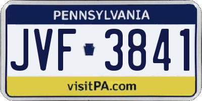 PA license plate JVF3841