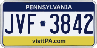 PA license plate JVF3842
