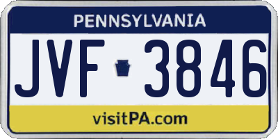 PA license plate JVF3846