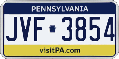 PA license plate JVF3854