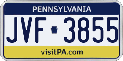 PA license plate JVF3855
