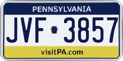 PA license plate JVF3857