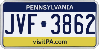 PA license plate JVF3862