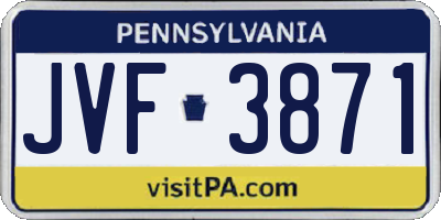 PA license plate JVF3871