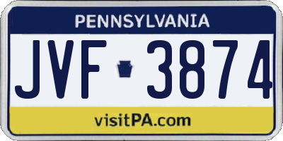 PA license plate JVF3874