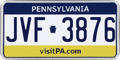 PA license plate JVF3876