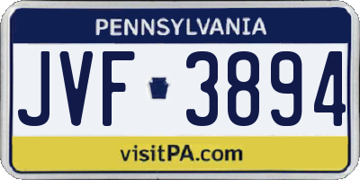 PA license plate JVF3894