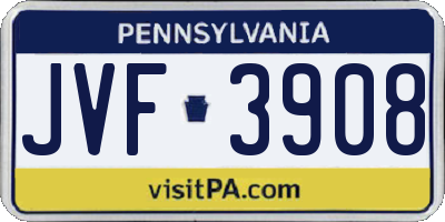 PA license plate JVF3908