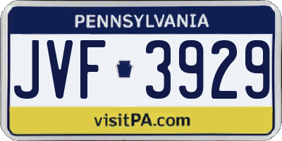 PA license plate JVF3929