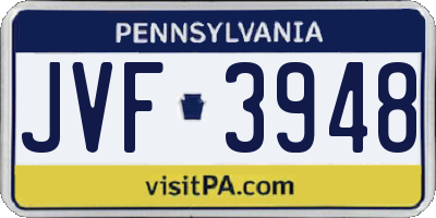 PA license plate JVF3948