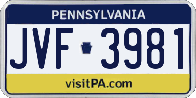 PA license plate JVF3981