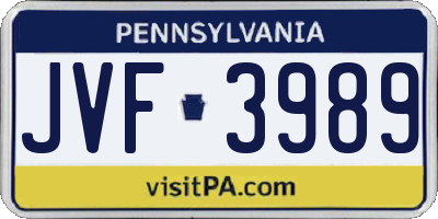 PA license plate JVF3989
