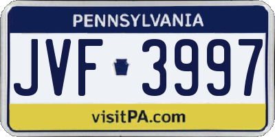 PA license plate JVF3997