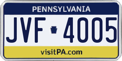 PA license plate JVF4005