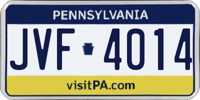 PA license plate JVF4014