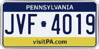 PA license plate JVF4019