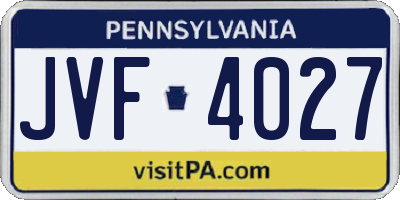 PA license plate JVF4027