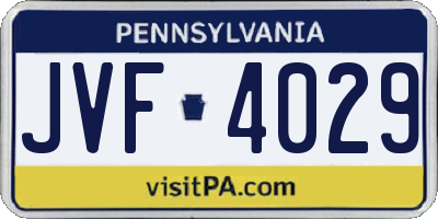 PA license plate JVF4029