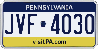 PA license plate JVF4030