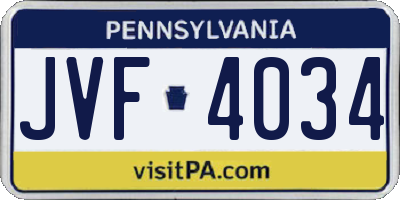 PA license plate JVF4034