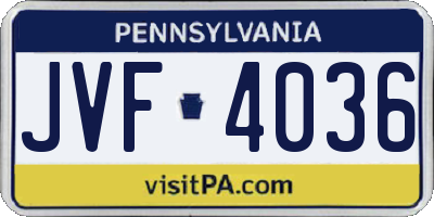 PA license plate JVF4036