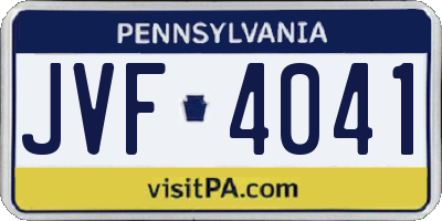 PA license plate JVF4041