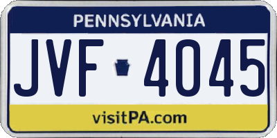 PA license plate JVF4045