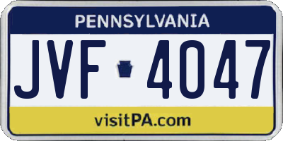 PA license plate JVF4047
