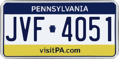 PA license plate JVF4051
