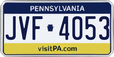 PA license plate JVF4053