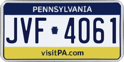 PA license plate JVF4061