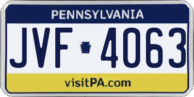 PA license plate JVF4063