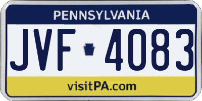 PA license plate JVF4083