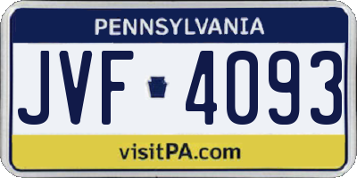 PA license plate JVF4093