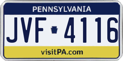 PA license plate JVF4116