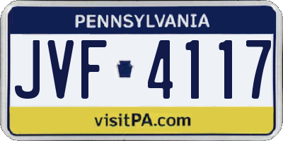PA license plate JVF4117