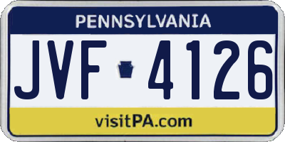 PA license plate JVF4126