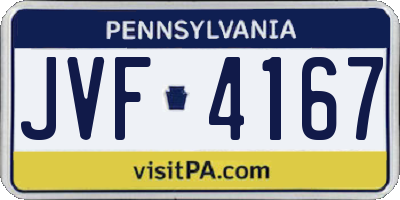 PA license plate JVF4167