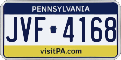 PA license plate JVF4168