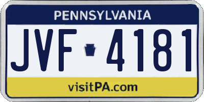 PA license plate JVF4181