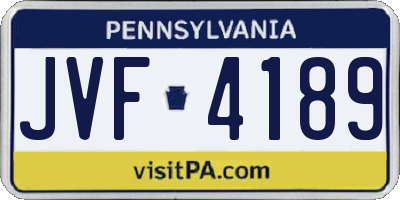 PA license plate JVF4189